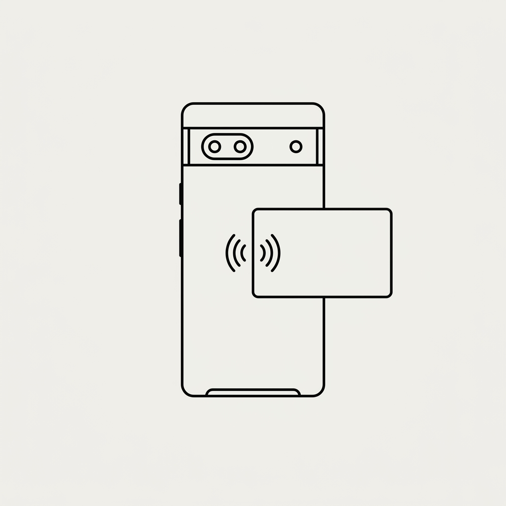 NFC card held against the center of the back of an Android phone